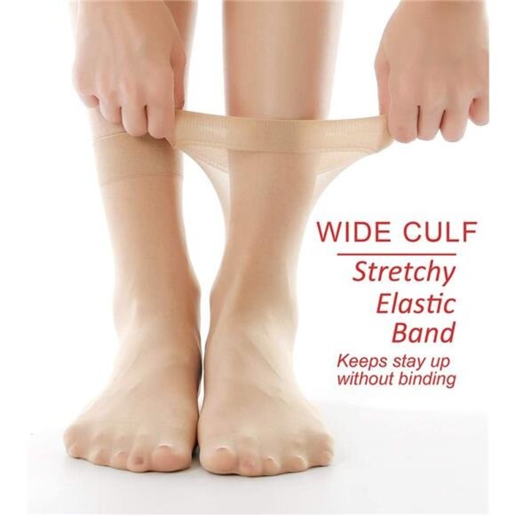 12 Pairs Ankle Nylon Socks for Women - 20D Sheer Pantyhose Socks - Picture 3 of 6